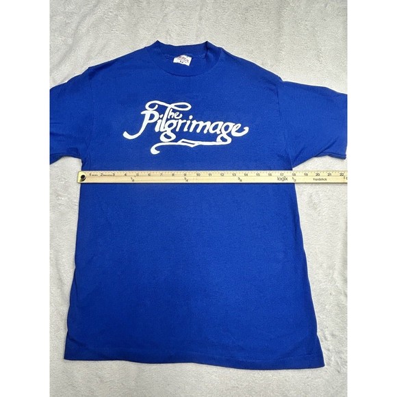Vintage 80's The Pilgrimage Blue Single Stitch Graphic T-Shirt Size Medium - Picture 6 of 8